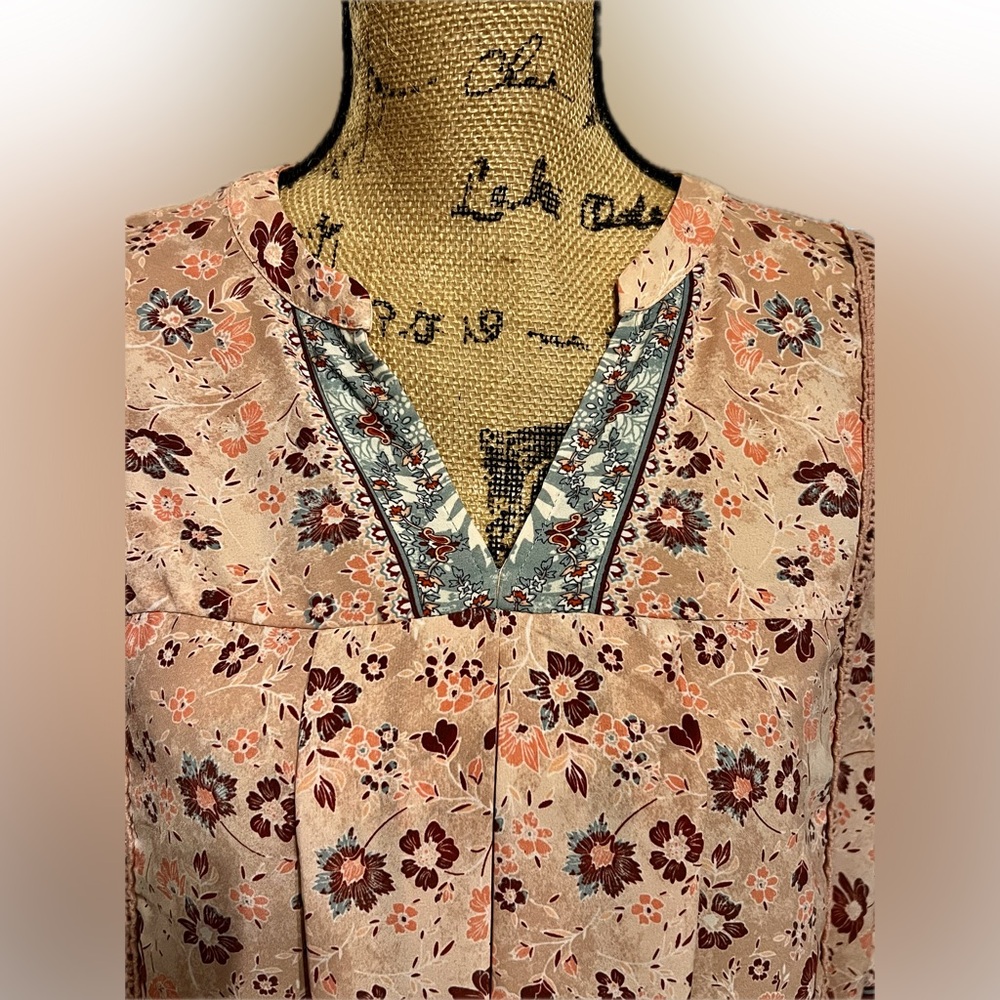 Knox Rose Floral Boho Women’s Peasant Blouse Size L